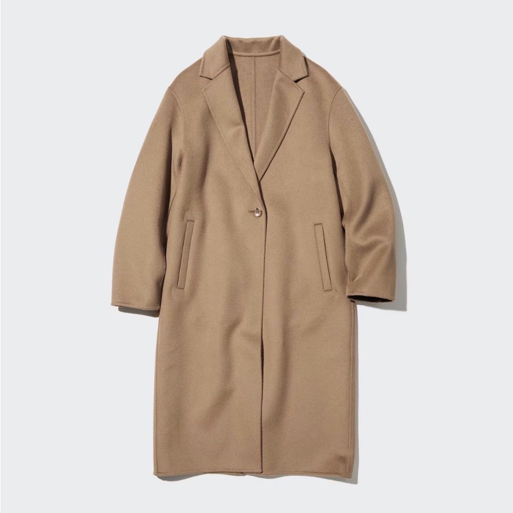 Uniqlo Double Face Long Coat in Beige